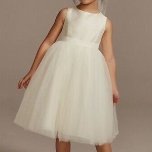 White Flower girl dress with tulle